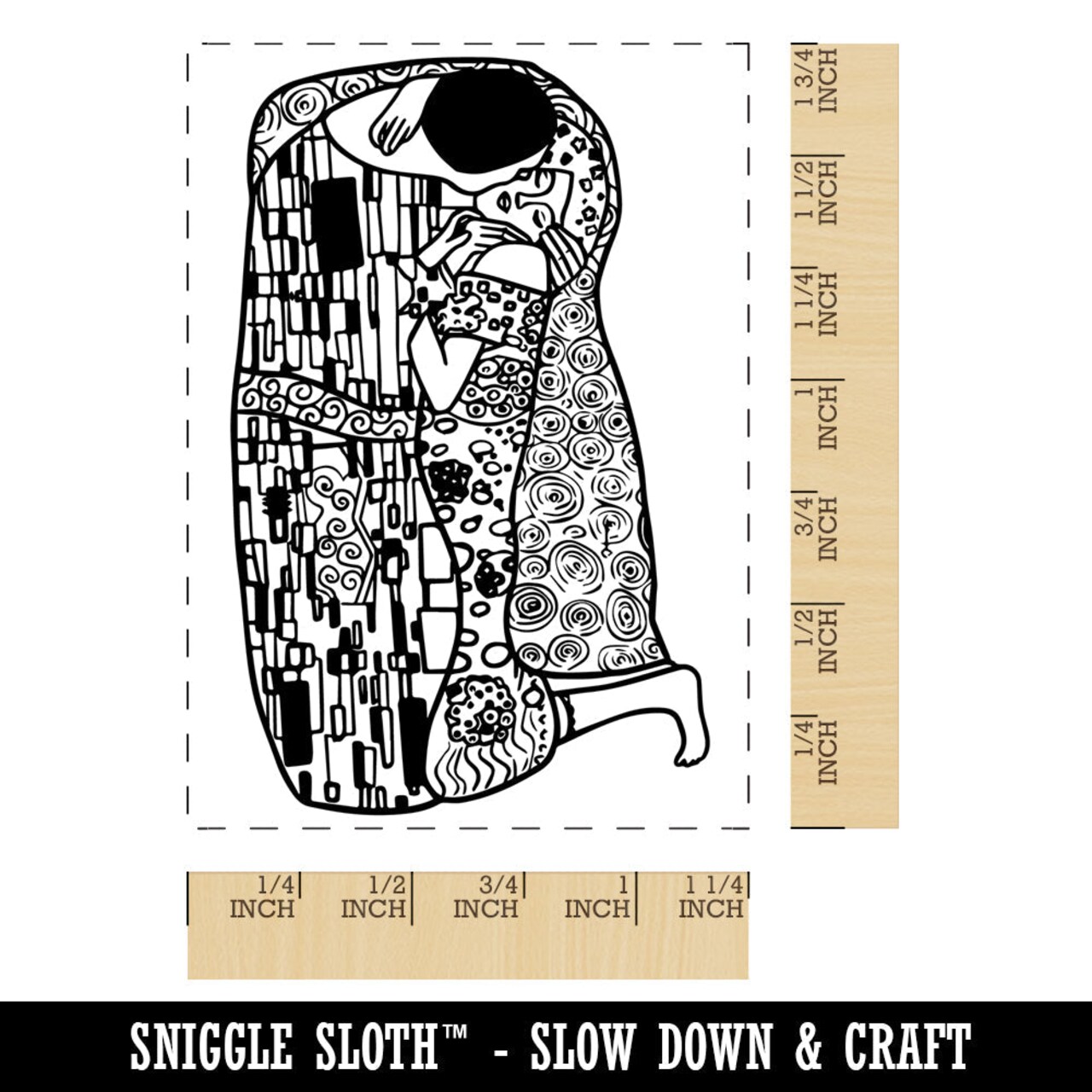 The Kiss Gustav Klimt Painting Rectangle Rubber Stamp for Stamping Crafting